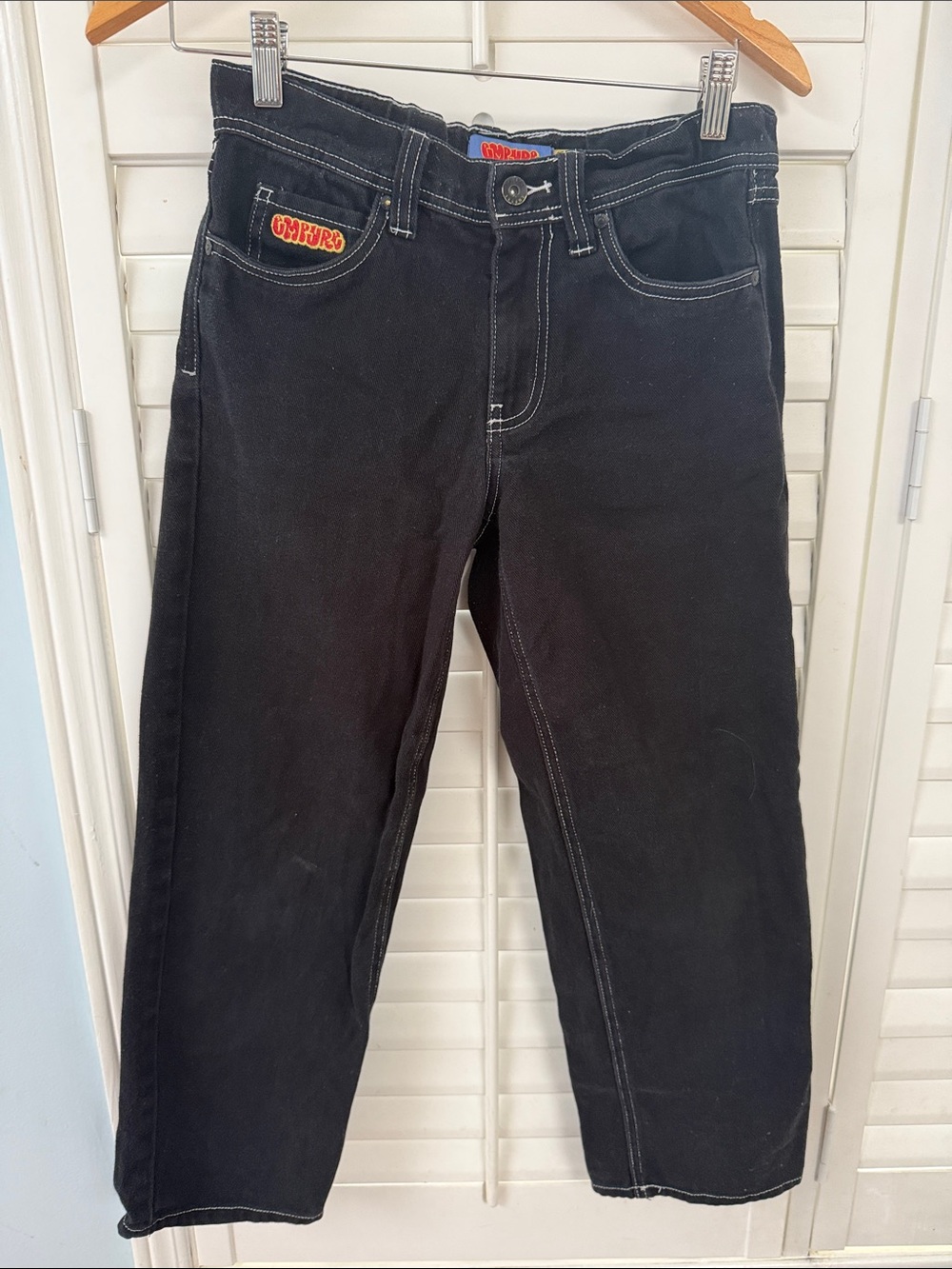 Empyre Black Wide Leg Skate Jeans Youth 25 Y2K Baggy